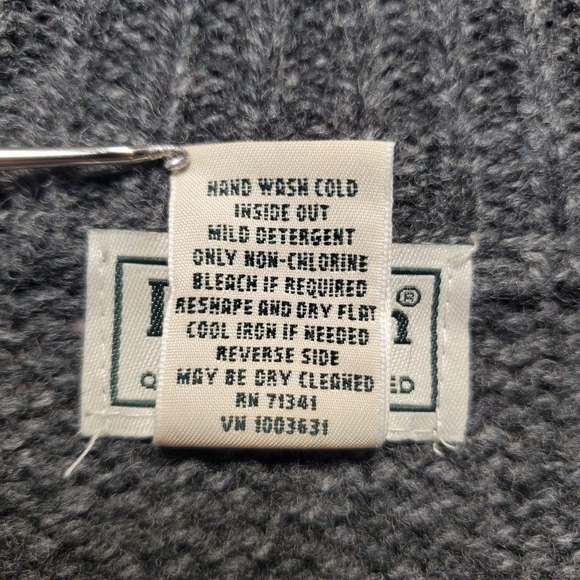 L.L. Bean Gray Lambswool Henley Sweater Heavy Thick Knit Mens Large Heritage - Picture 8 of 9